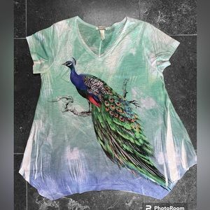 San Diego Zoo Peacock short sleeve T-shirt A line sz MD great condition birds